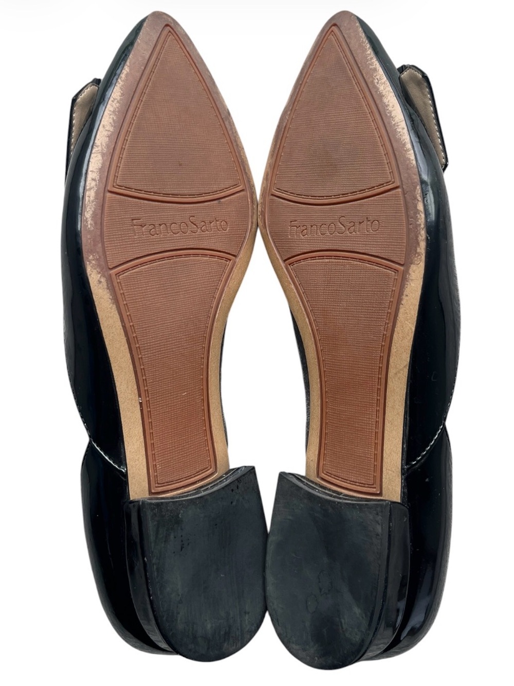 Franco Sarto Black Patent Pointed-Toe Flats with Buckle Accent - Picture 5 of 5